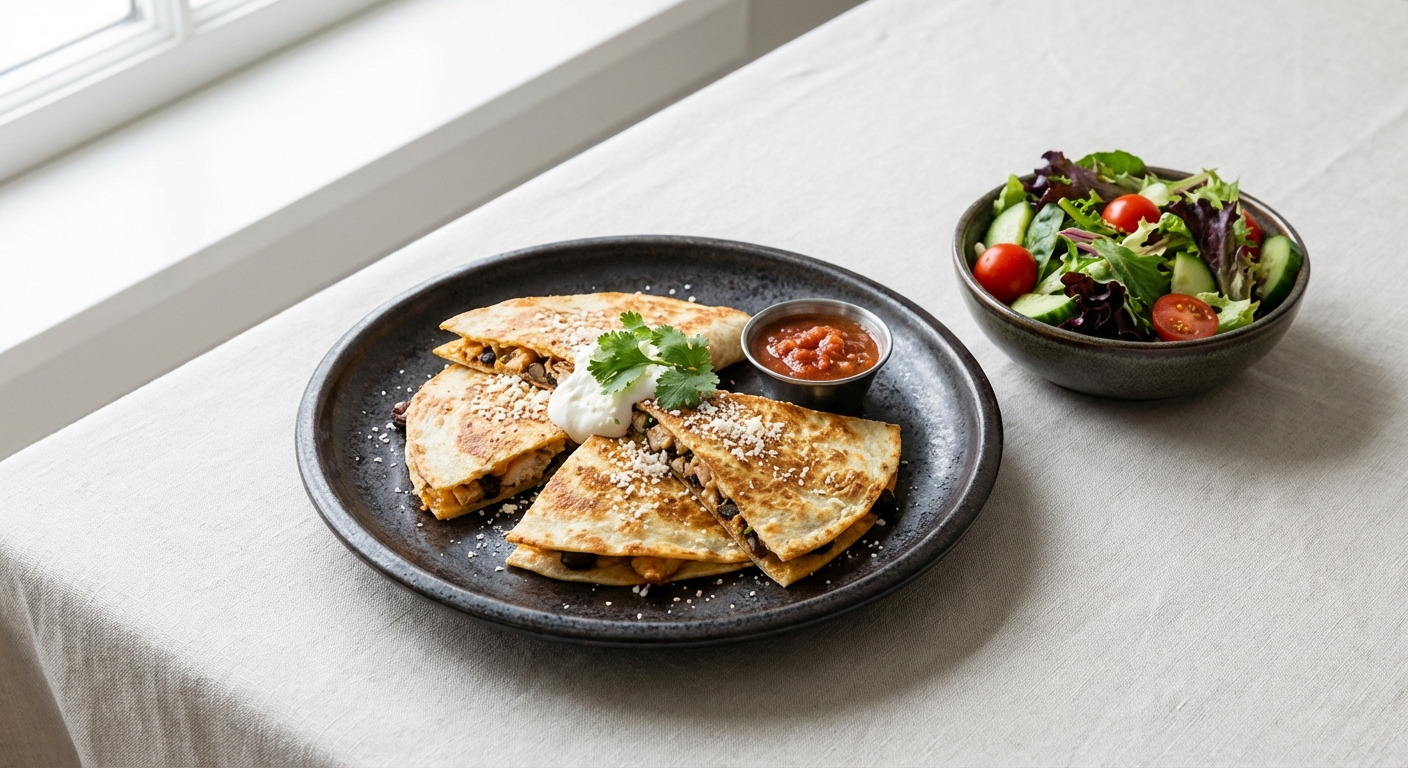 Turkey & Black Bean Quesadillas with Side Salad