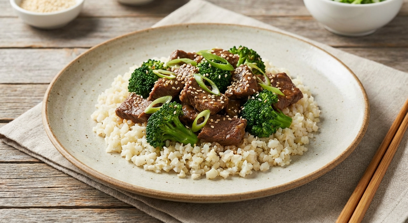Paleo Beef & Broccoli with Cauliflower Rice