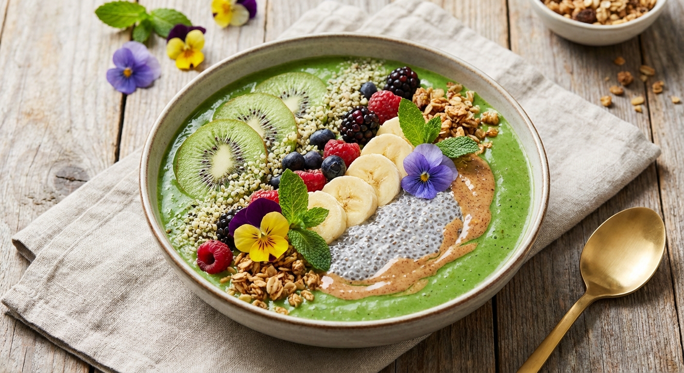 Green Smoothie Bowl with Protein & Chia