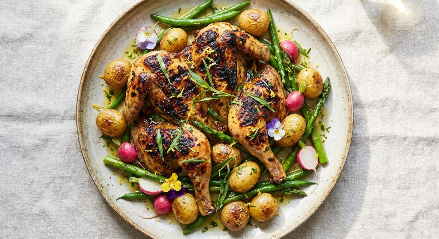 Grilled Spring Chicken & Baby Potato Salad with Tarragon-Lemon Vinaigrette
