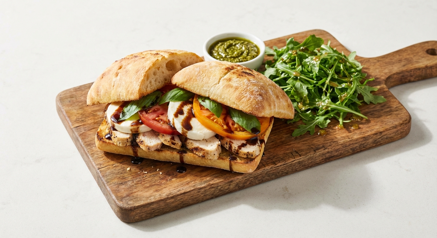 Caprese Chicken Sandwich on Ciabatta