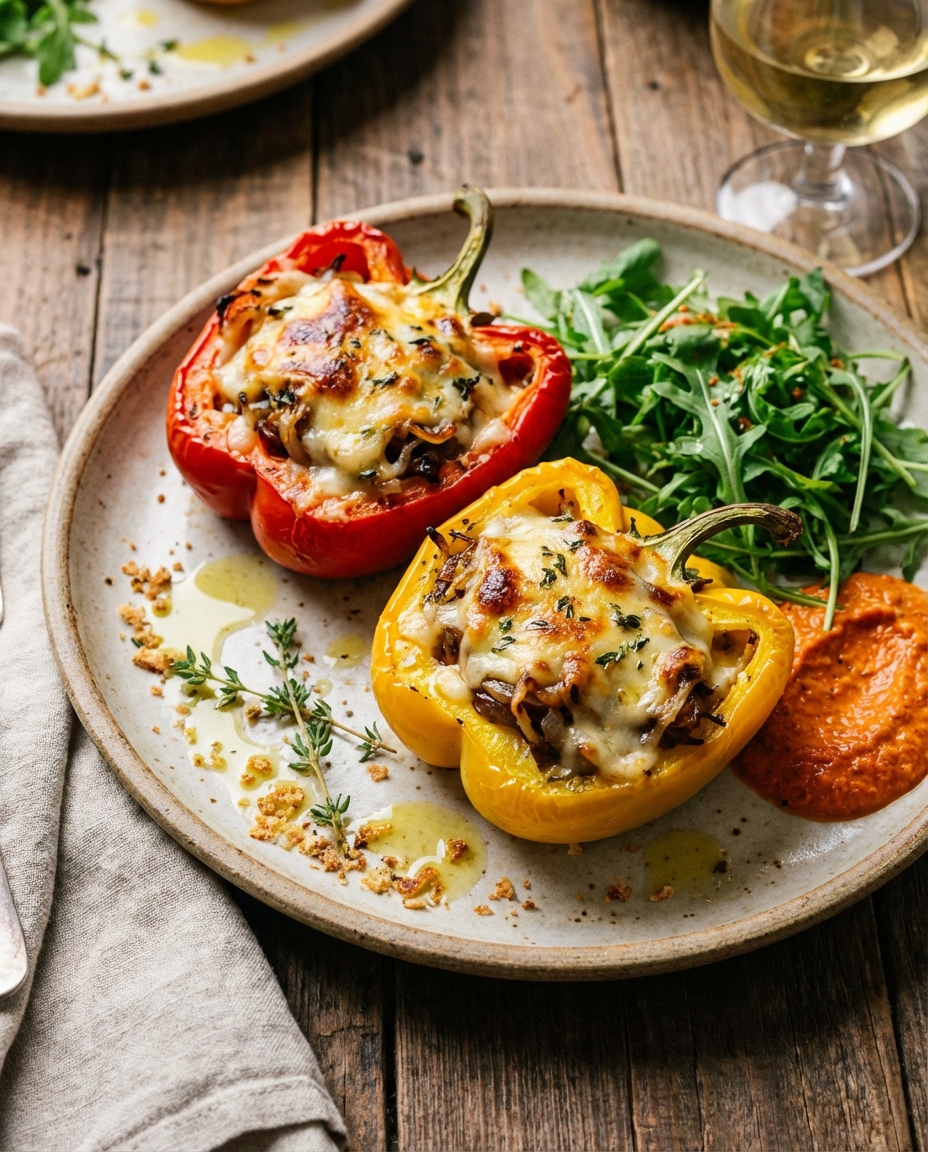 Stuffed Peppers with Cheese and Onions