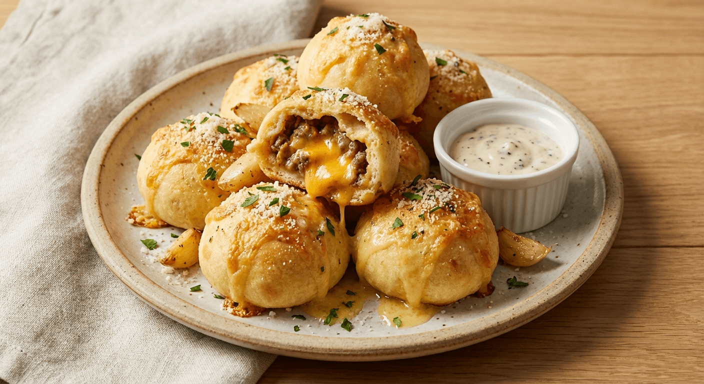 Garlic Parmesan Cheeseburger Bombs