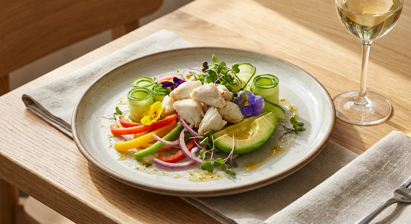 Low Carb Crab Salad with Peppers and Onions