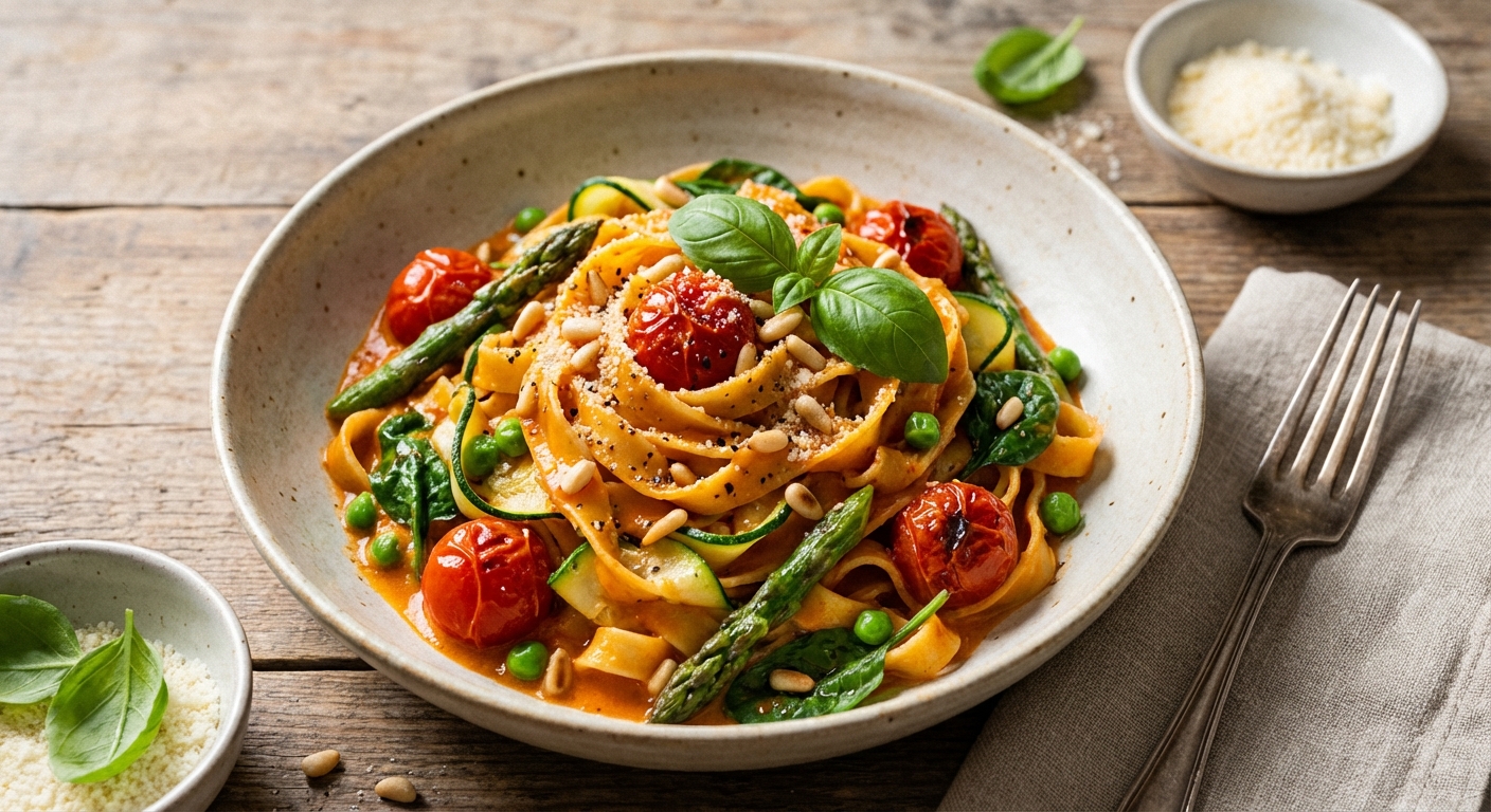Vegetable Pasta with Creamy Tomato Sauce