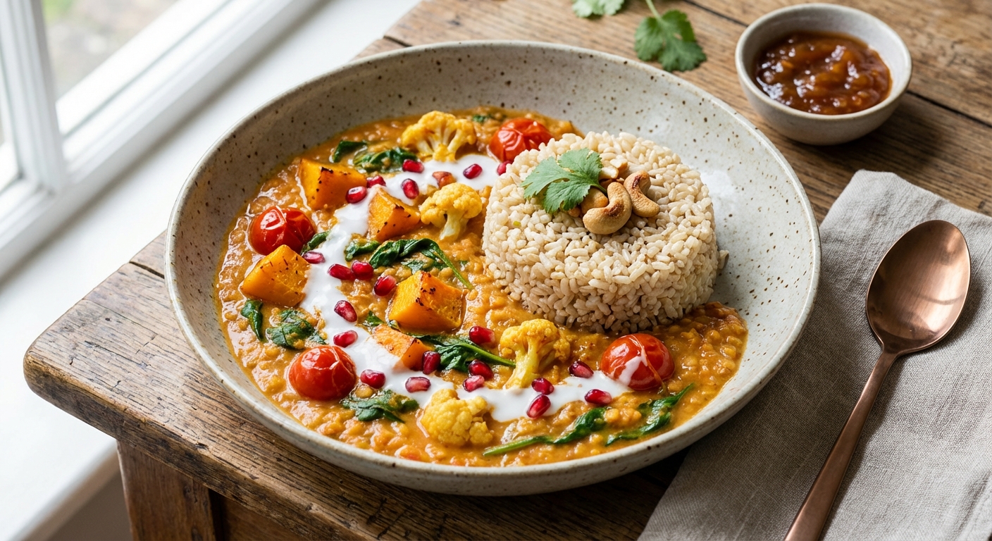 Red Lentil & Vegetable Curry with Brown Rice