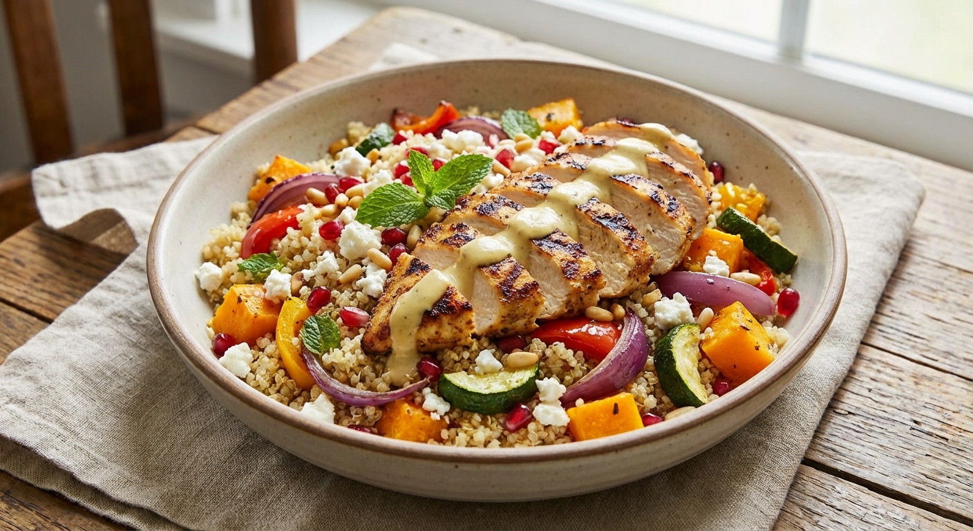 Grilled Chicken & Quinoa Salad with Roasted Veggies