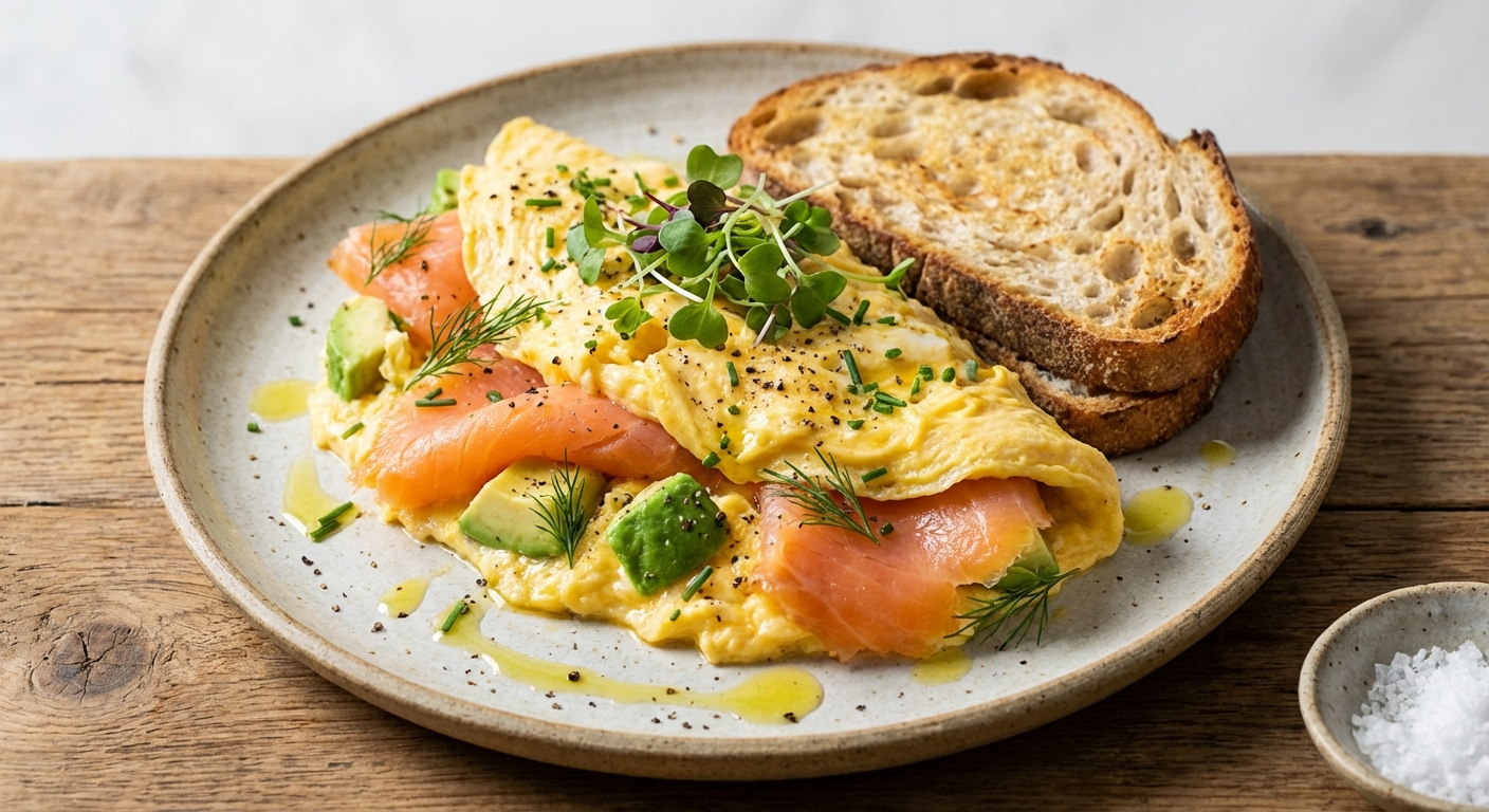 Smoked Salmon & Avocado Scrambled Eggs