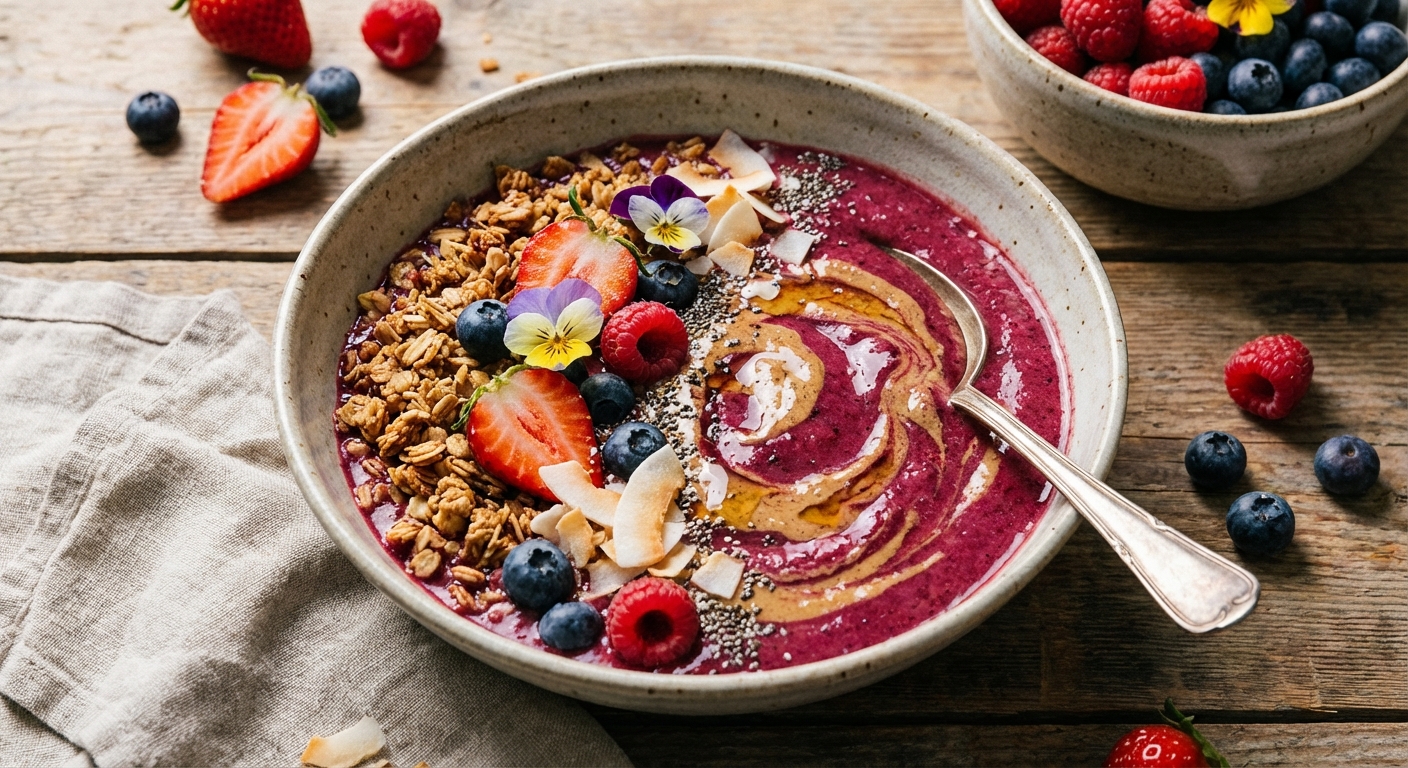 Berry Protein Smoothie Bowl with Granola