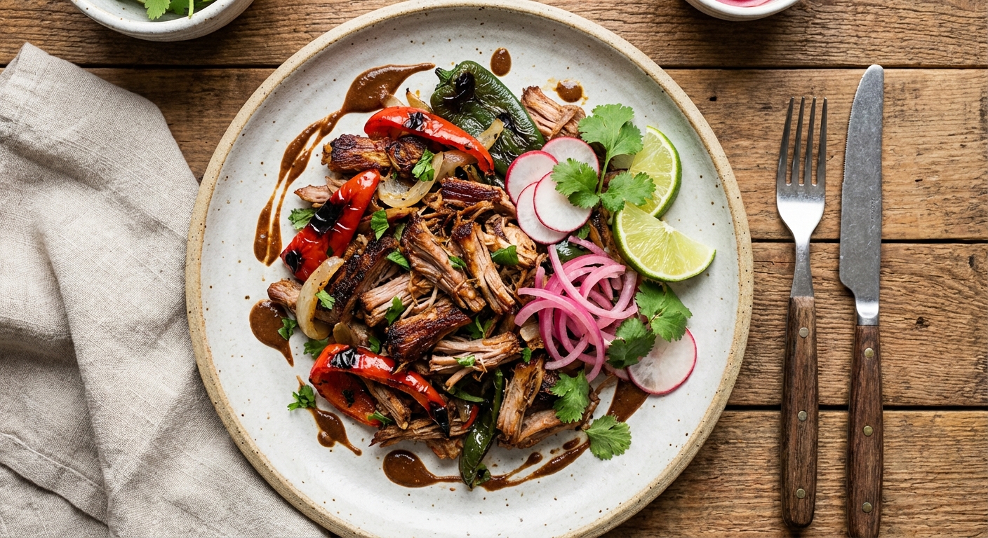 Slow-Roasted Pork Carnitas with Roasted Peppers