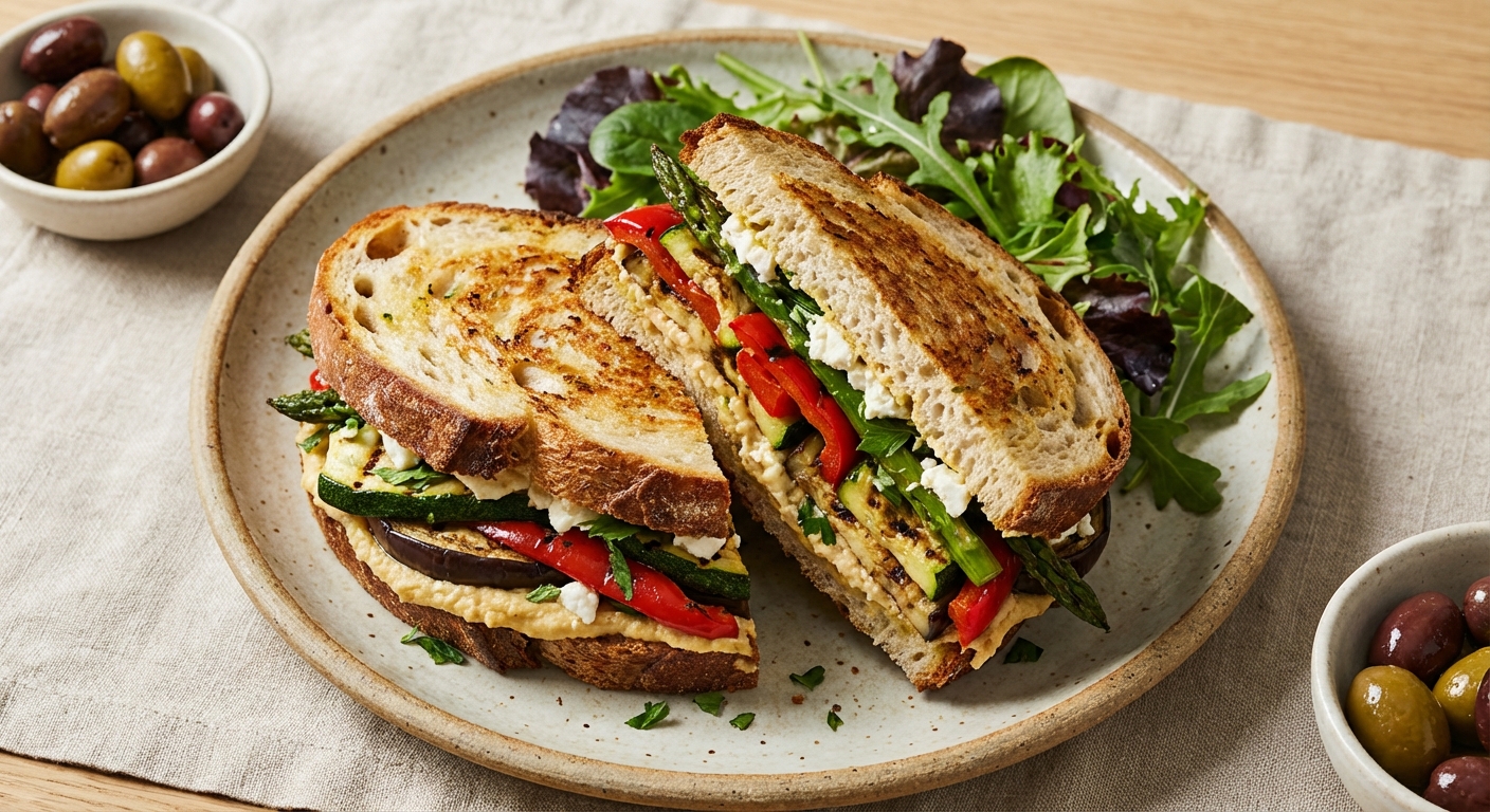 Grilled Vegetable & Hummus Sandwich