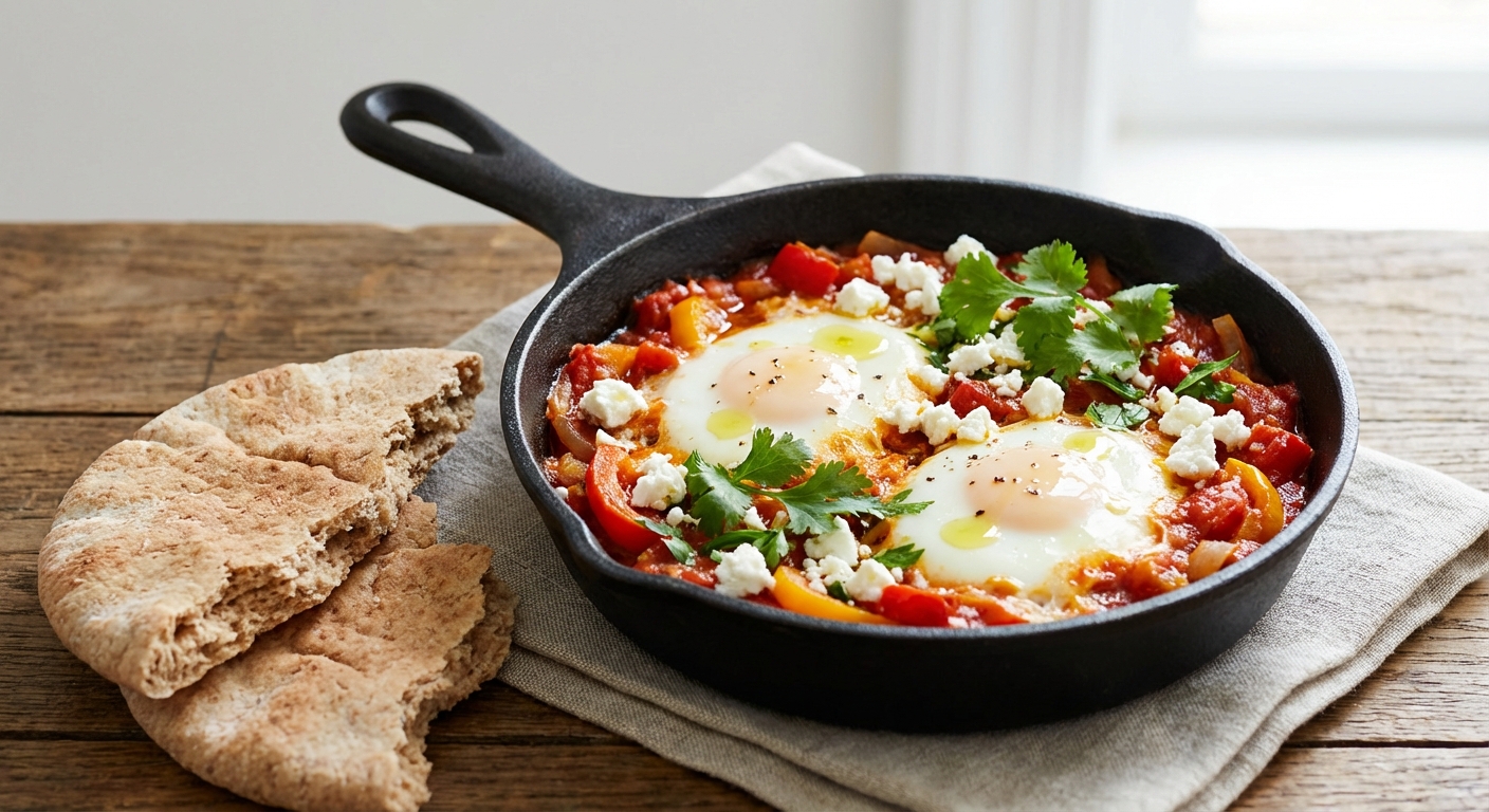 Light Shakshuka with Whole-wheat Pita