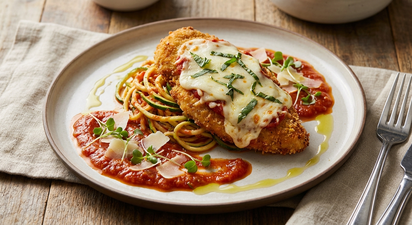 Chicken Parmesan with Zucchini Noodles