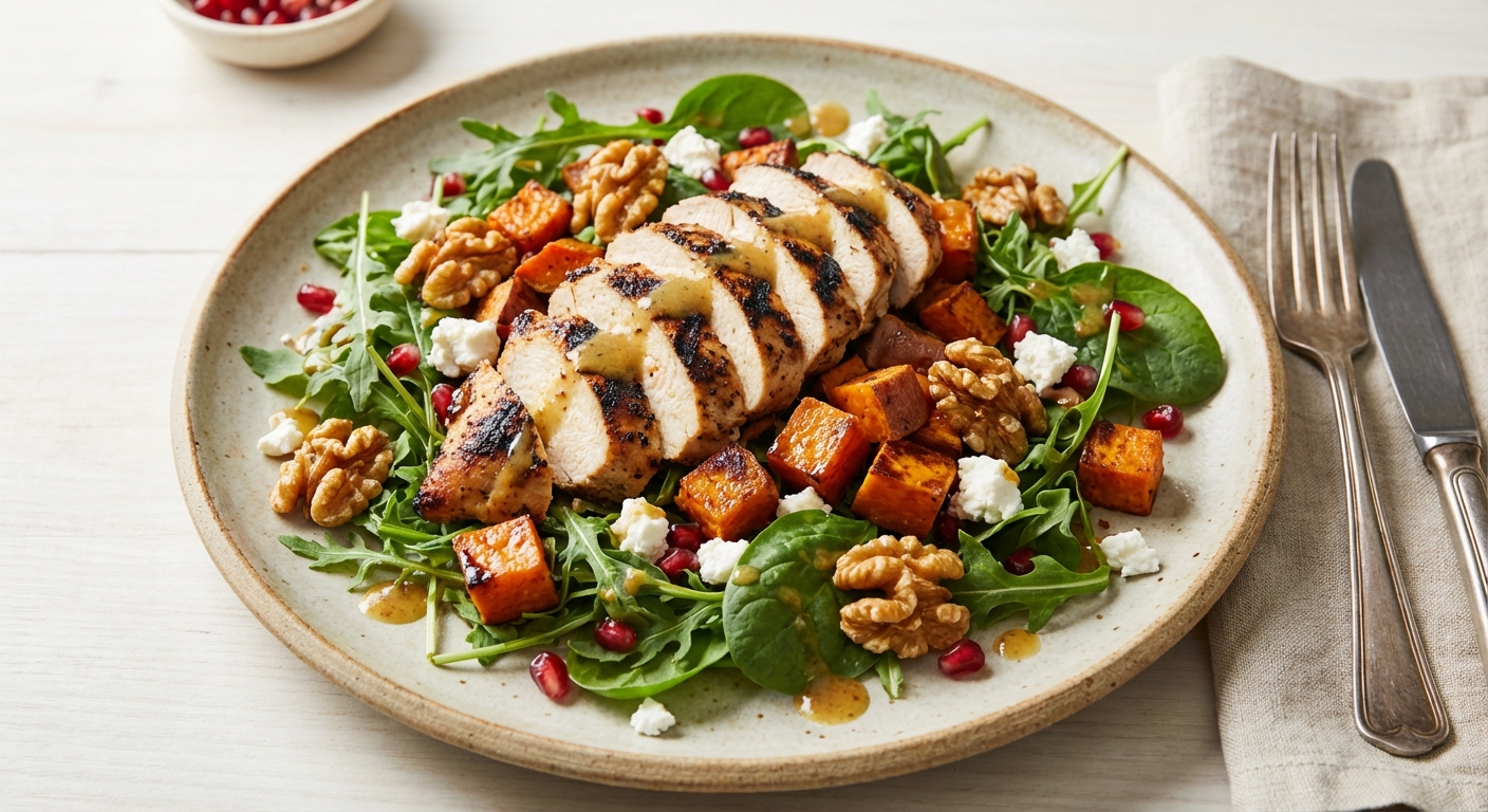 Grilled Chicken Salad with Roasted Sweet Potato & Toasted Walnuts