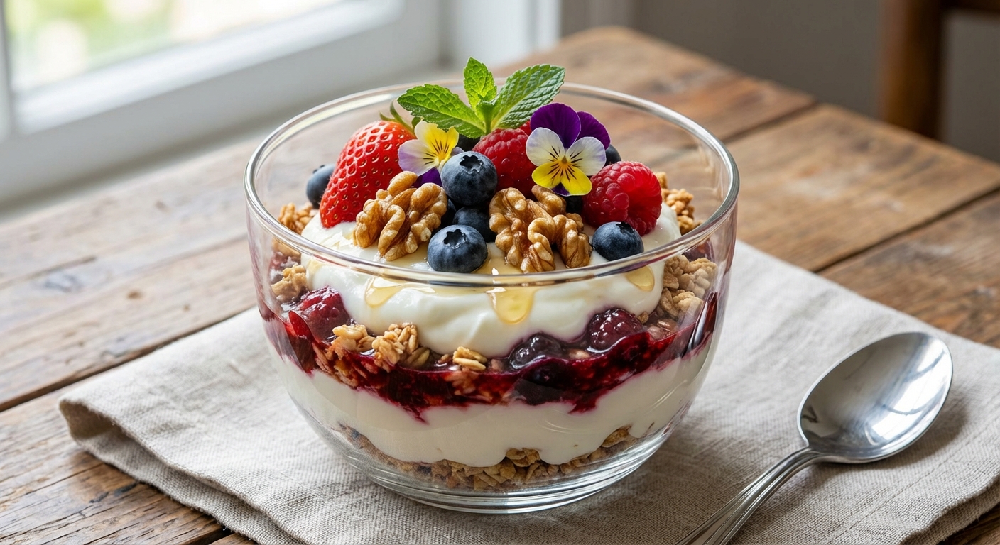Greek Yogurt Parfait with Berries and Walnuts