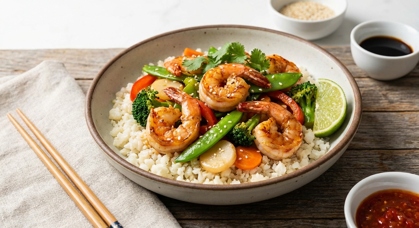 Shrimp & Vegetable Stir-Fry with Cauliflower Rice