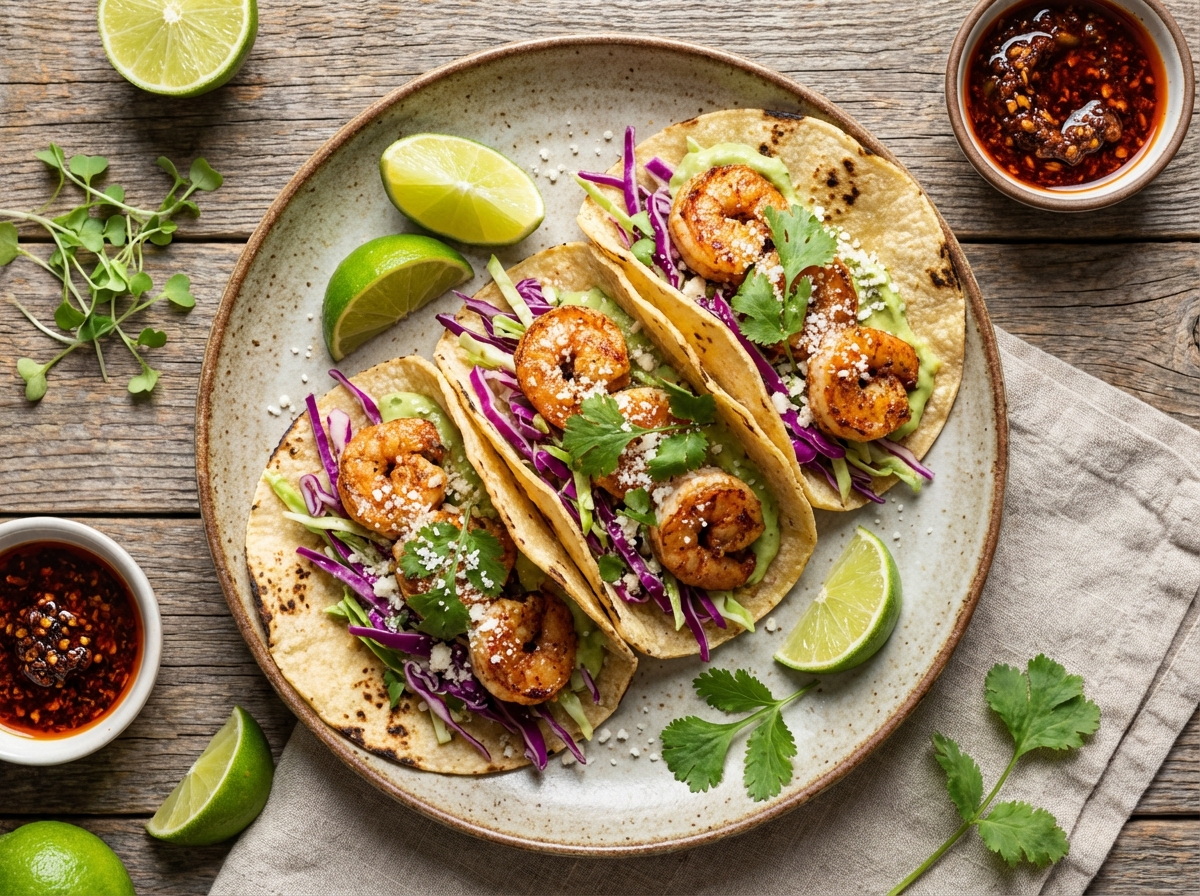 Shrimp Tacos with Cabbage Slaw