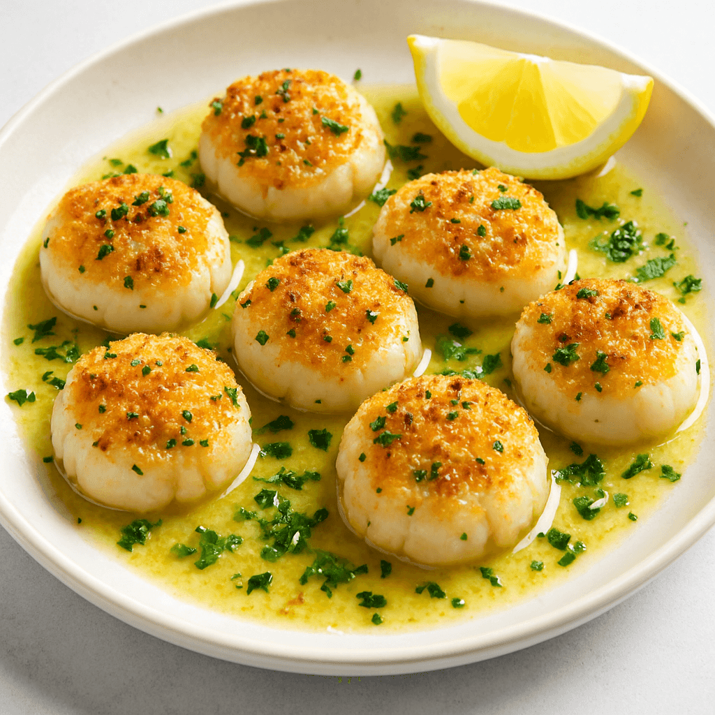 Garlic Butter Baked Scallops