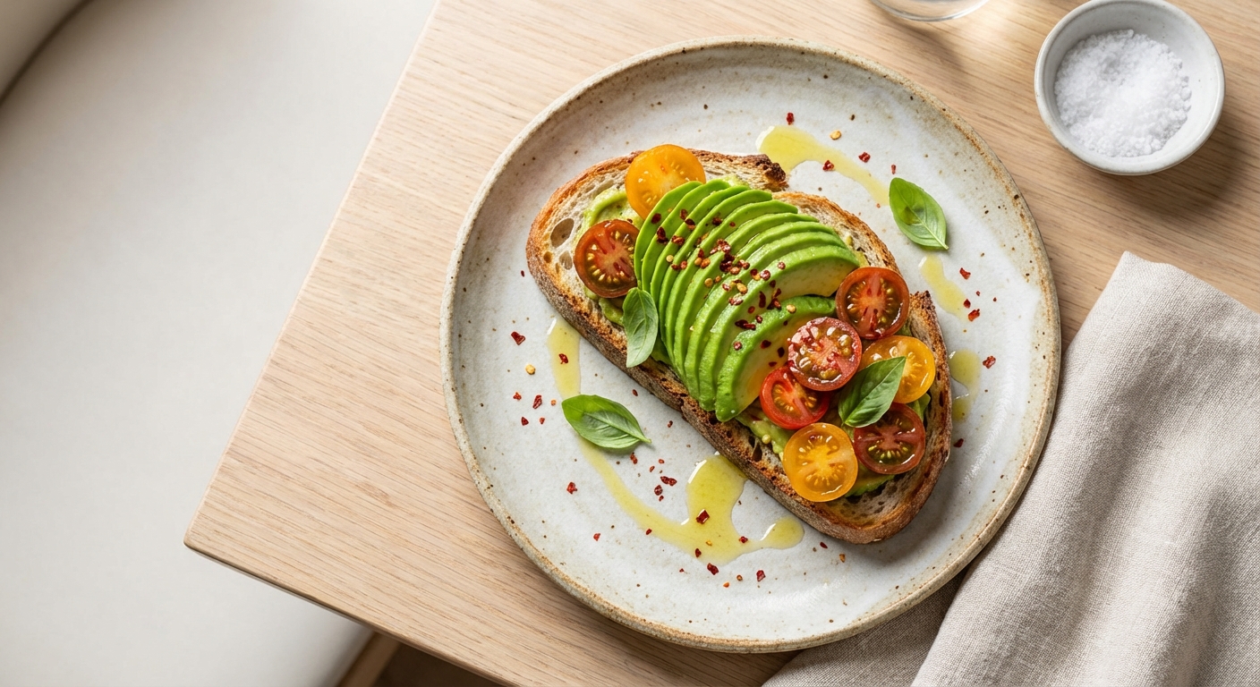 Avocado Tomato Toast with Chili Flakes