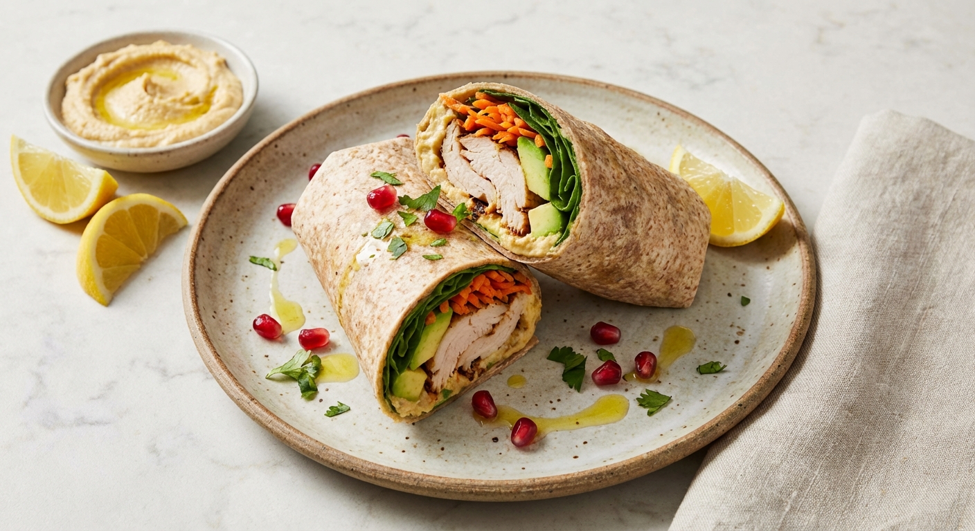 Turkey & Avocado Whole-Grain Wraps with Hummus