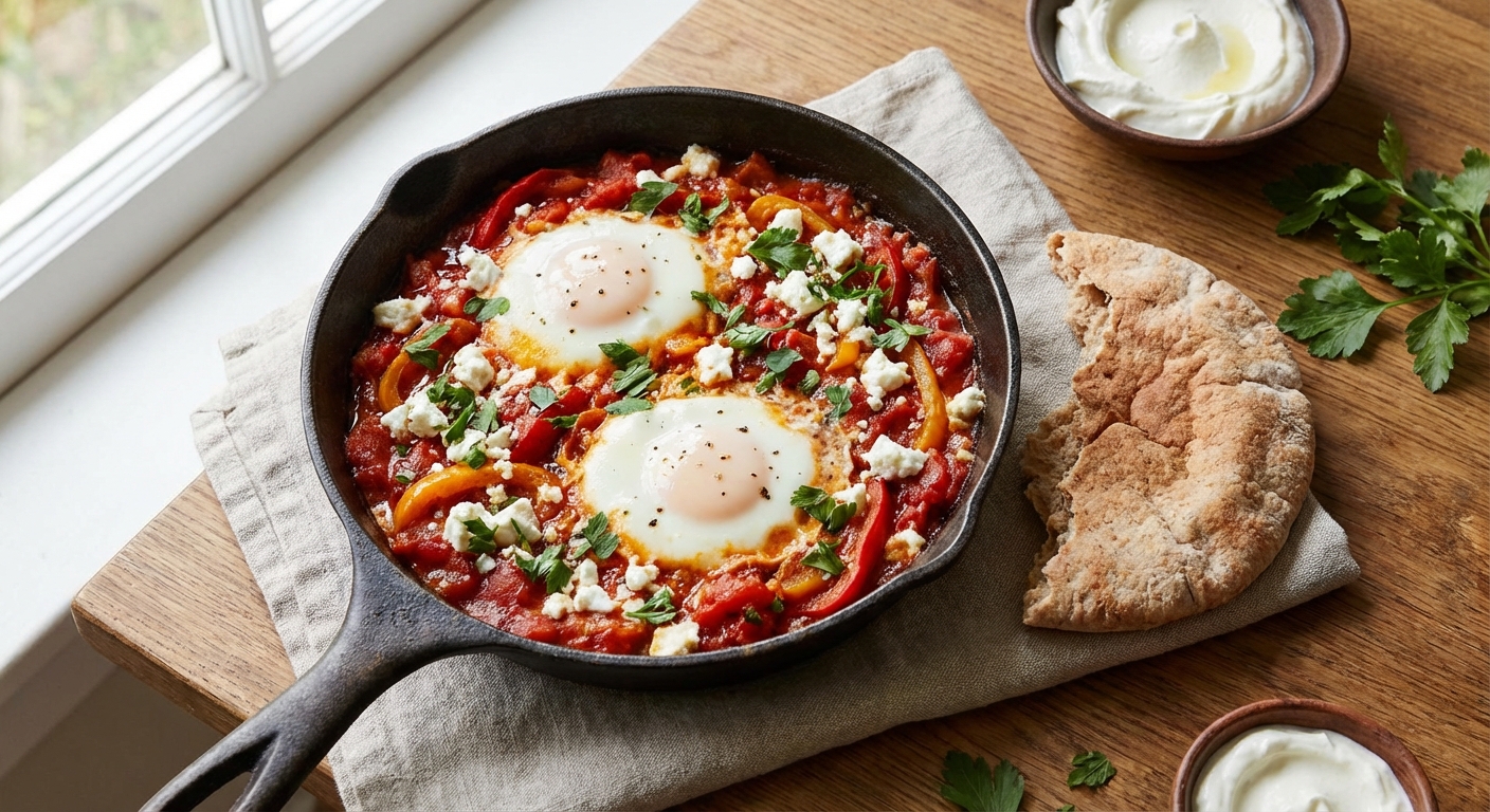 Light Shakshuka with Whole-wheat Pita
