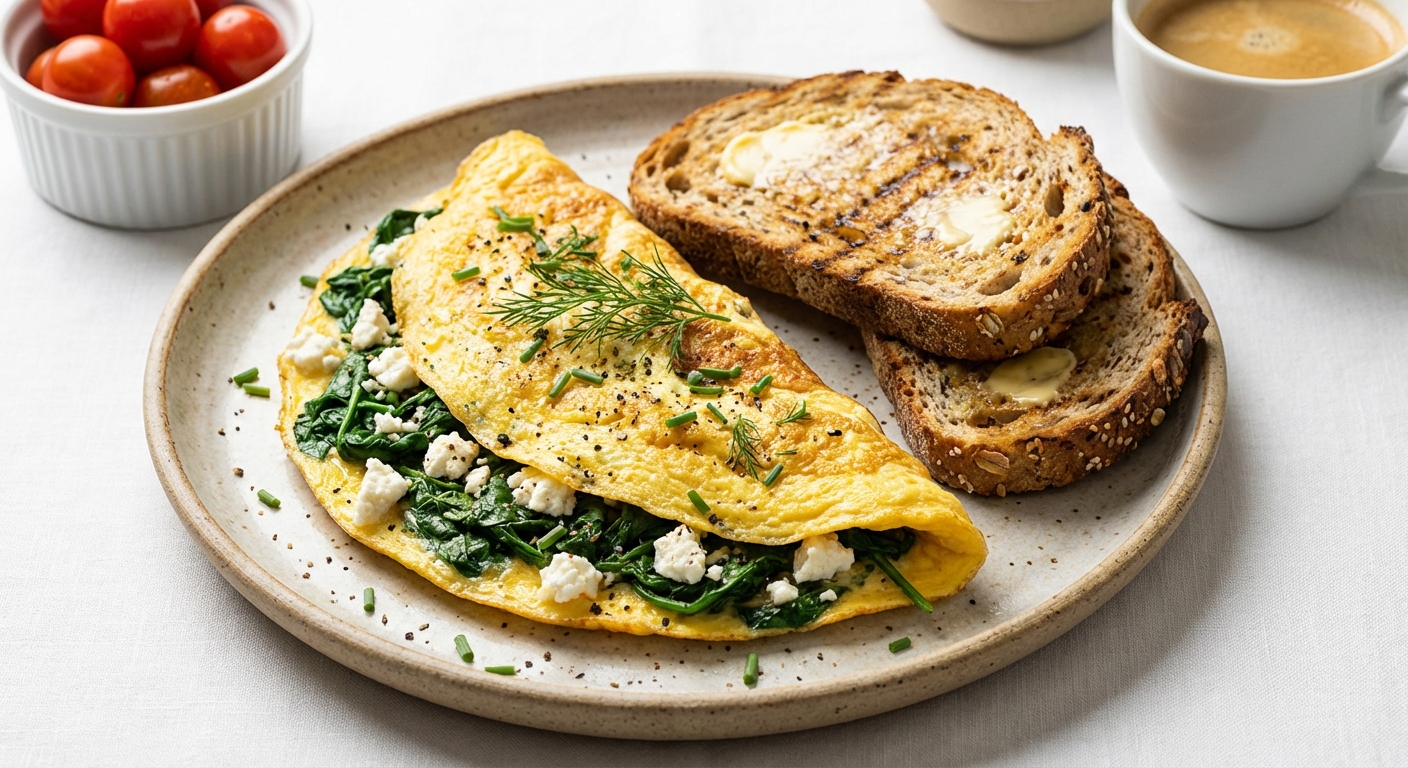 Spinach & Feta Omelette with Whole-Grain Toast