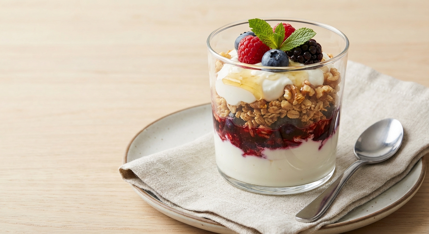 Greek Yogurt Berry Parfait with Granola & Walnuts