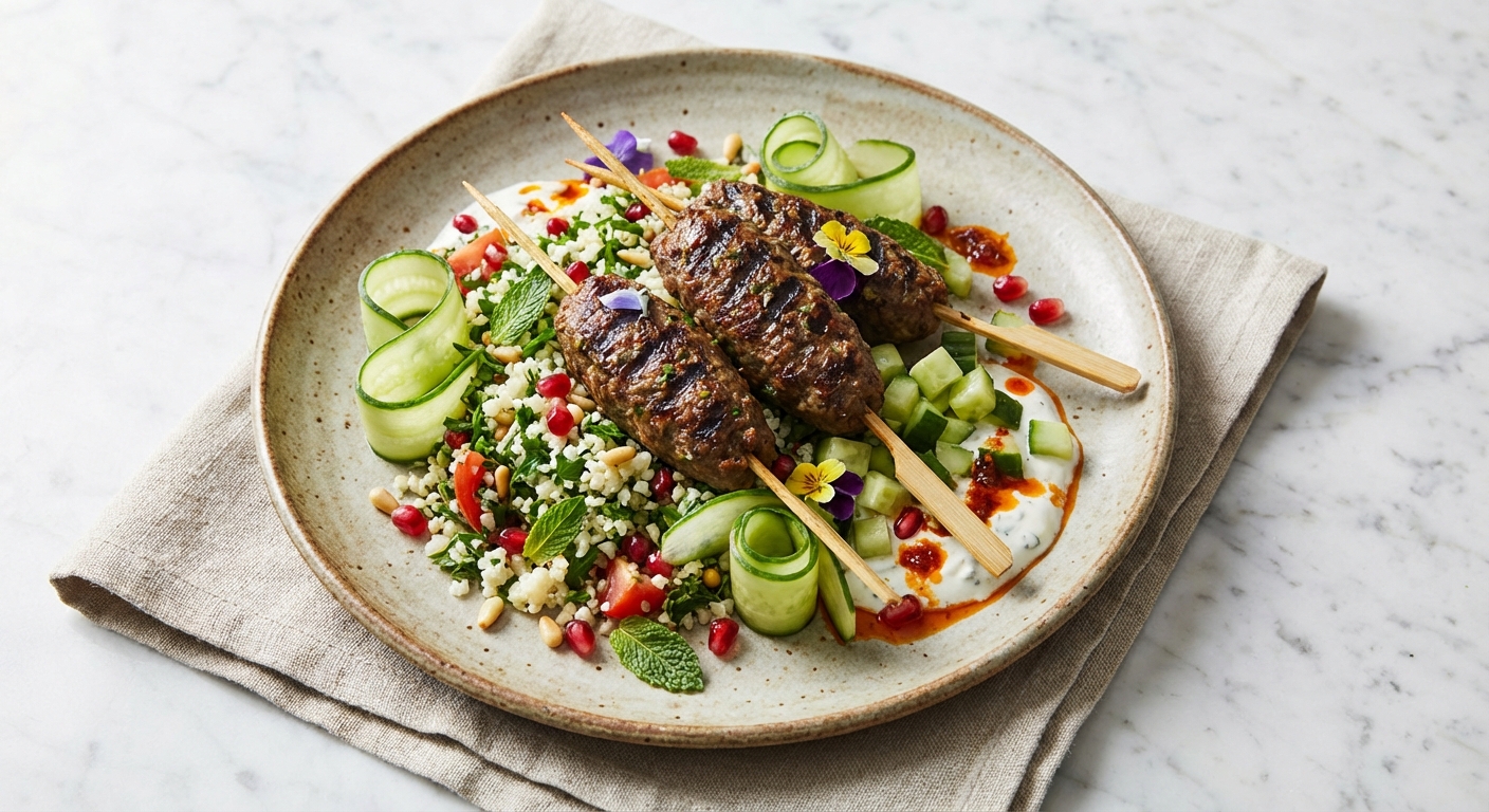 Lamb Kofta with Cauliflower 'Tabbouleh' & Cucumber