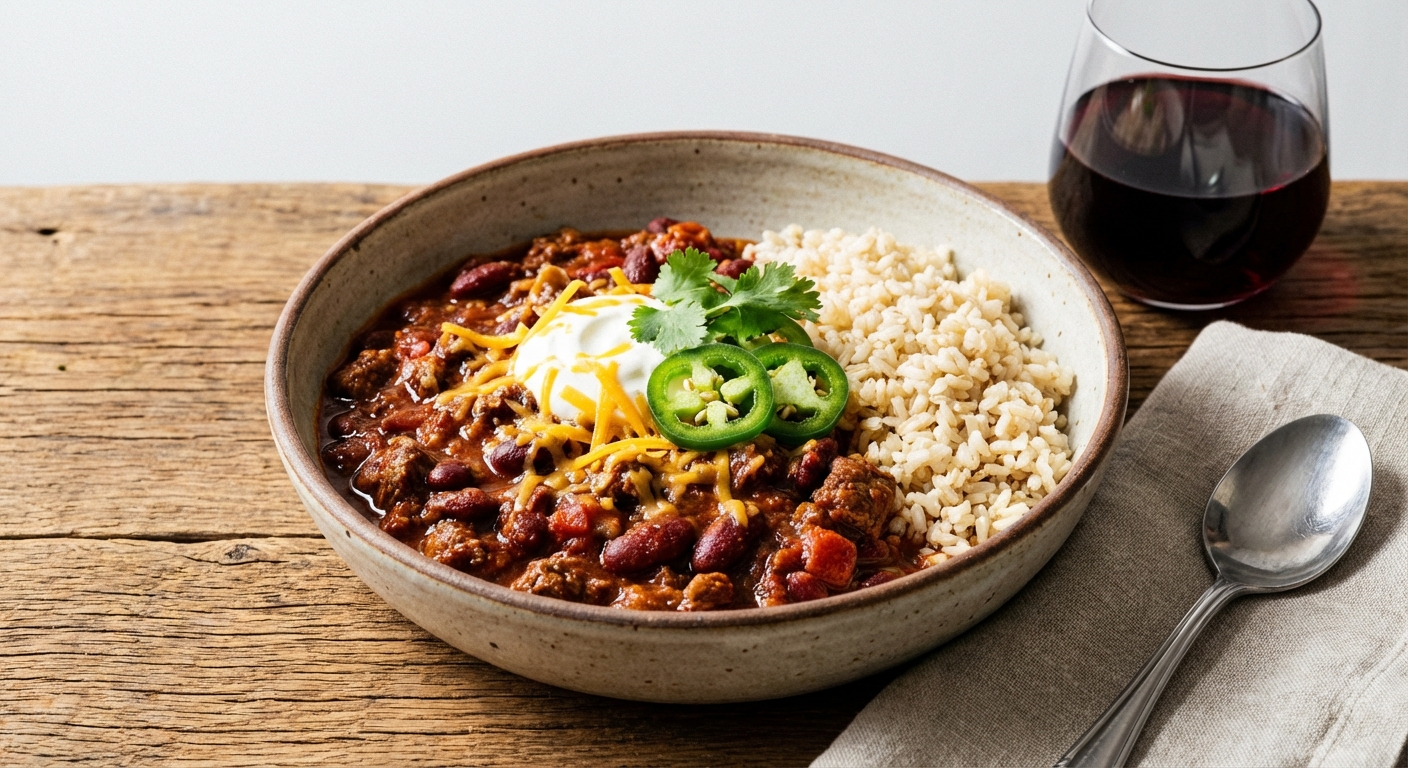 Beef Chili with Kidney Beans and Brown Rice