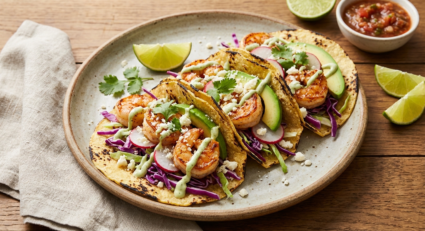 Shrimp Tacos with Cabbage Slaw