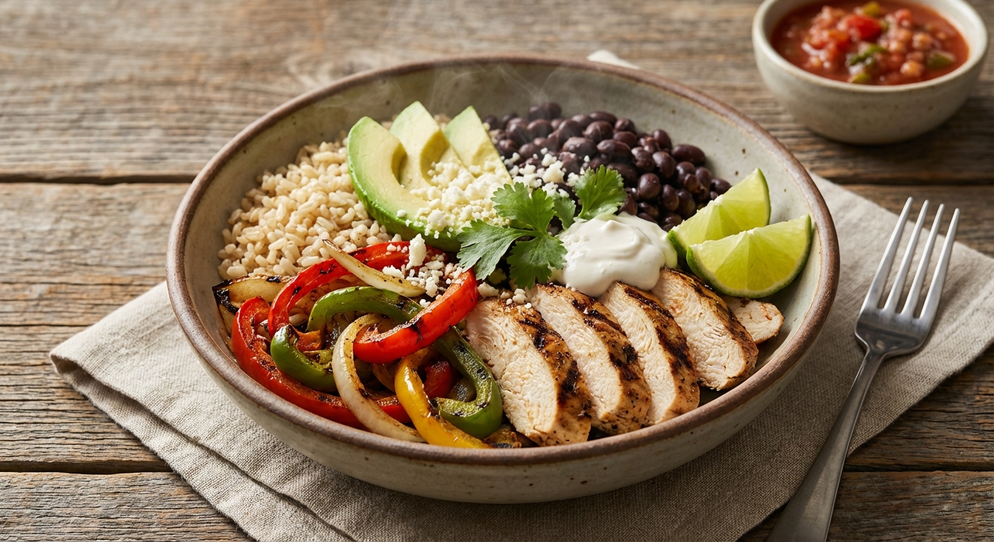 Chicken Fajita Bowl with Brown Rice & Black Beans