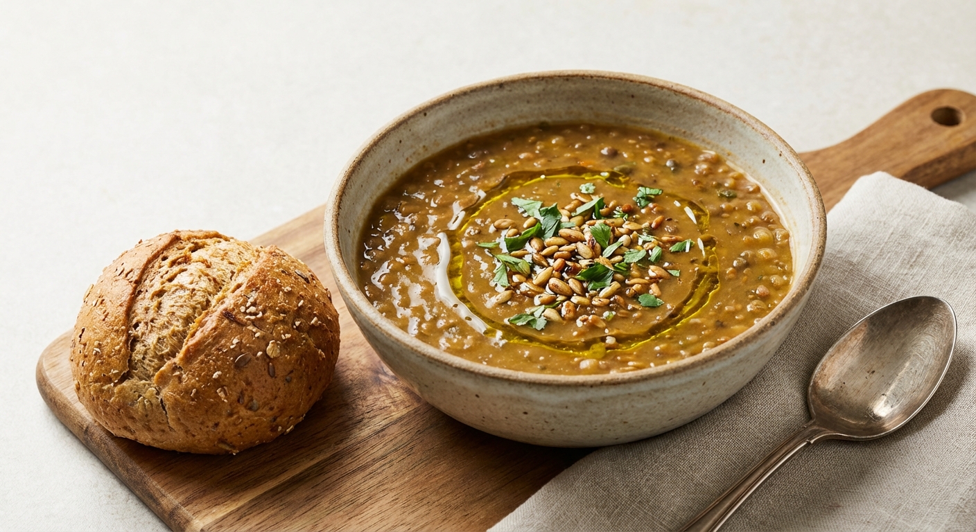 Hearty Lentil Soup with Whole-Grain Roll