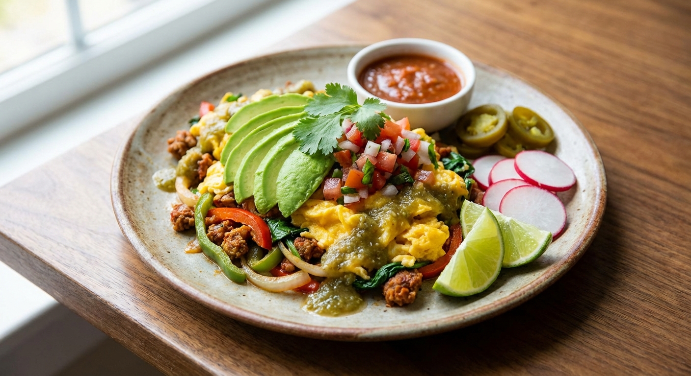 Mexican Paleo Scrambled Eggs with Avocado & Fresh Salsa