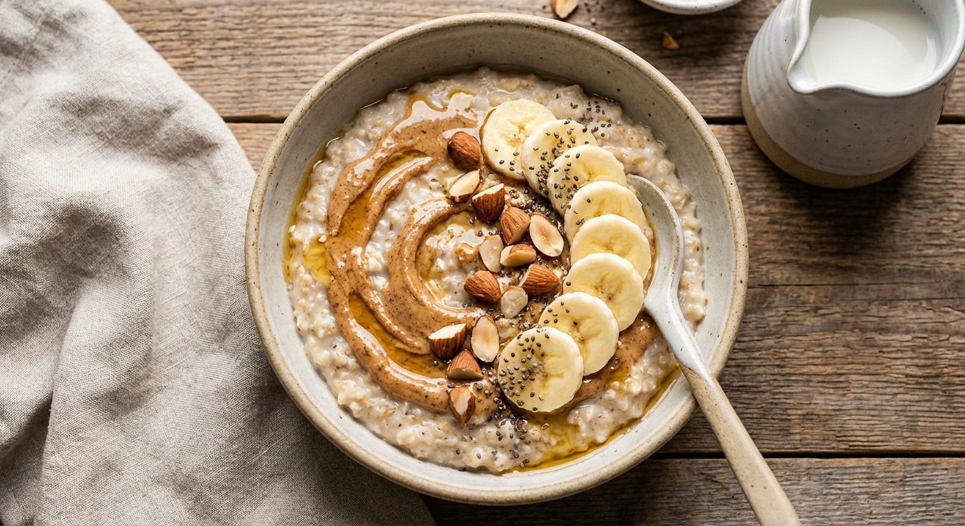 Creamy Oatmeal with Almond Butter & Banana