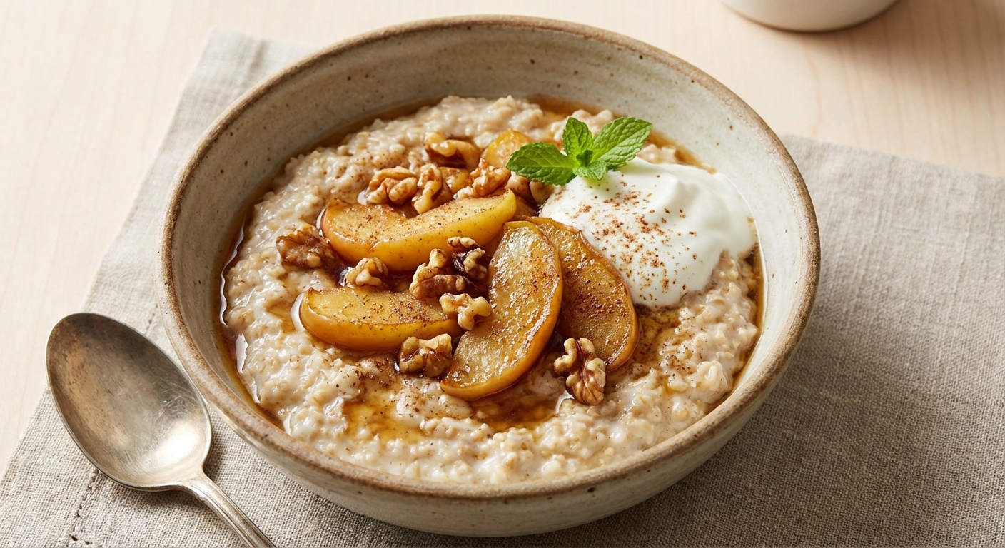 Apple-Cinnamon Steel-Cut Oats with Walnuts