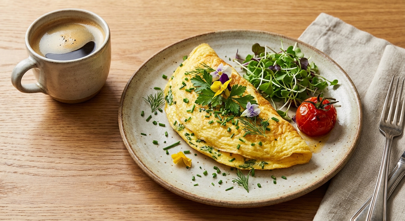 Herbed Omelette with Black Coffee