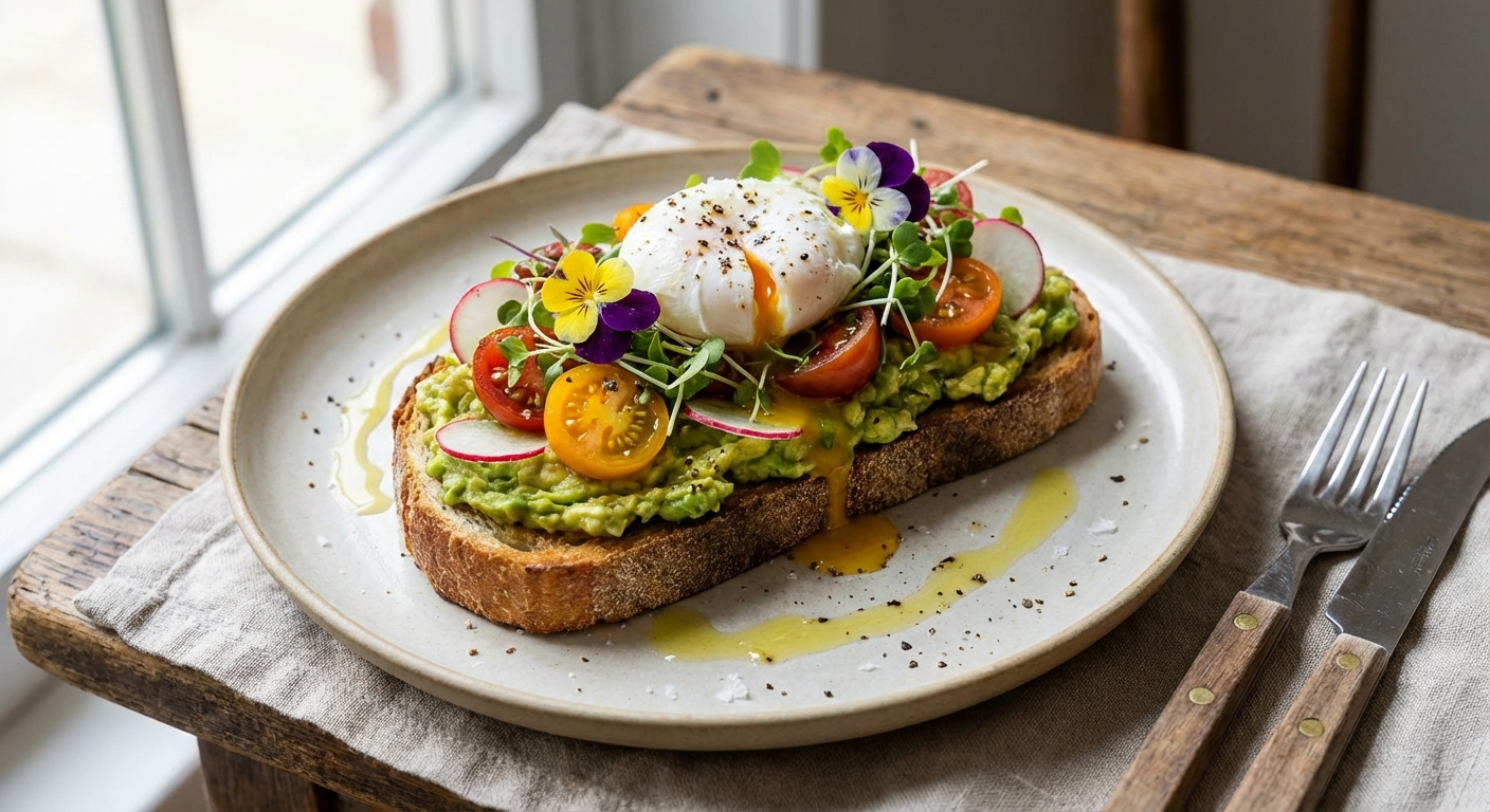Avocado Toast with Tomato and Sprouts