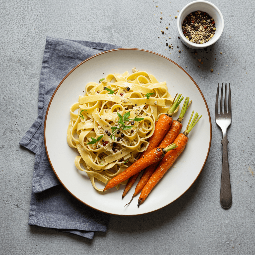 Homemade Tagliatelle Pasta with Roasted Carrots - Delicious Homemade Recipe