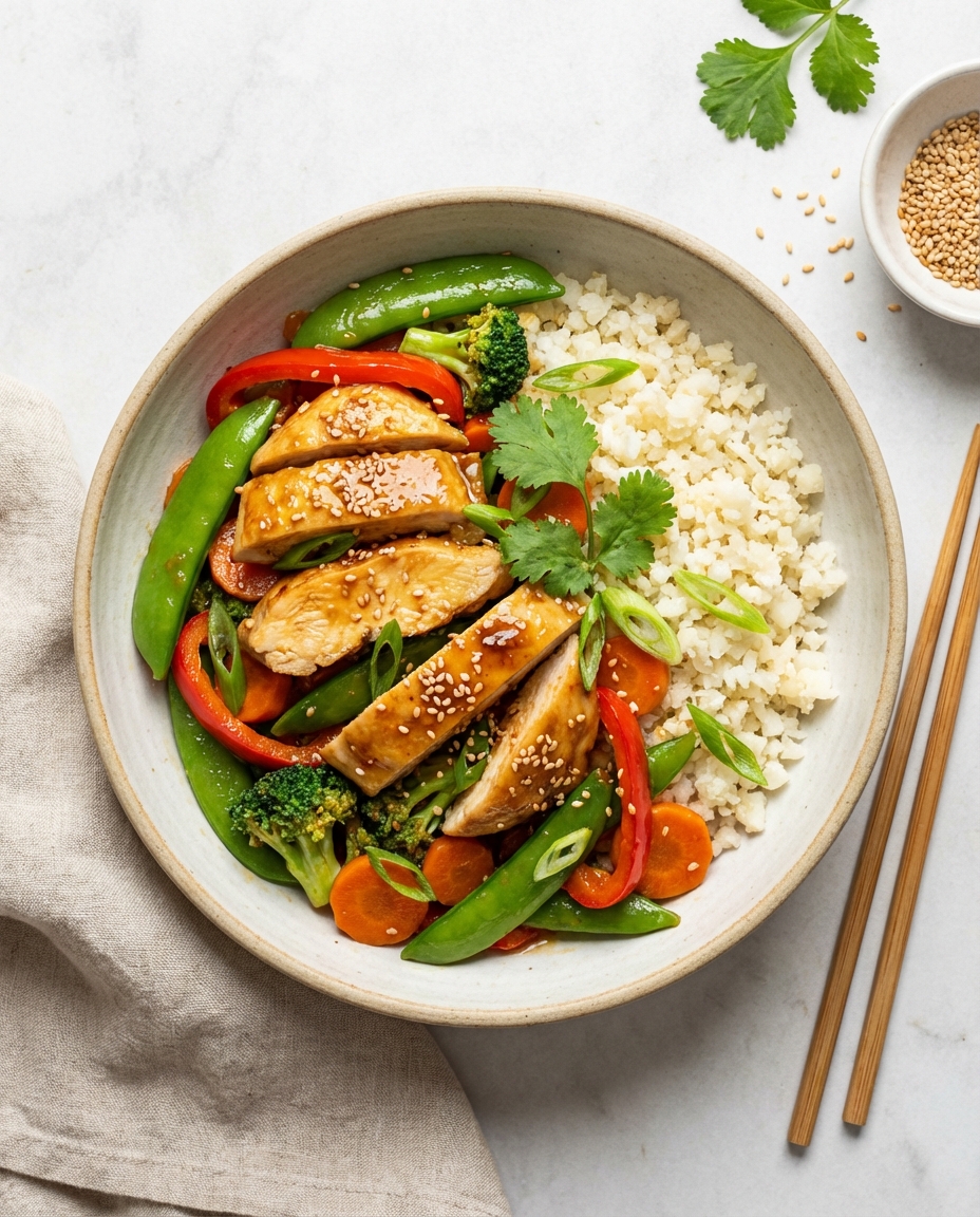 Chicken & Veg Stir-Fry with Cauliflower Rice