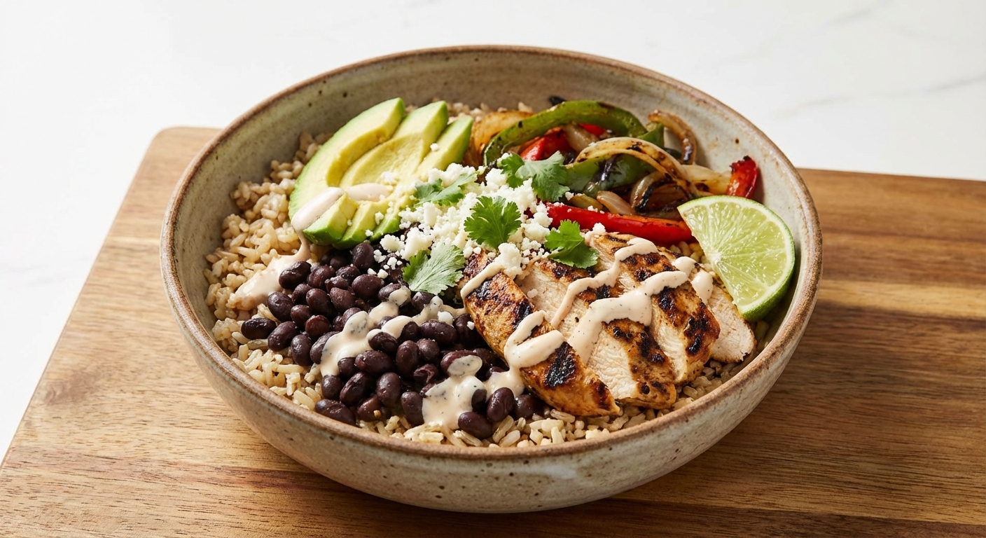 Chicken Fajita Bowls with Brown Rice & Black Beans