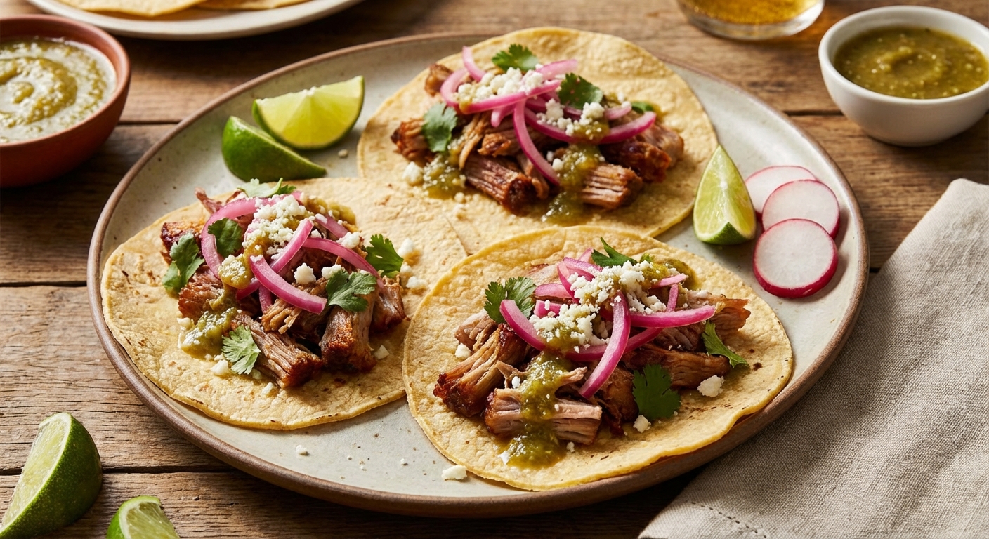 Pork Carnitas Tacos with Pickled Onion