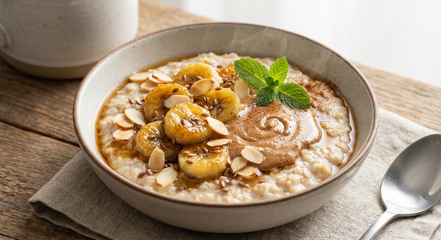Warm Oatmeal with Banana & Almond Butter