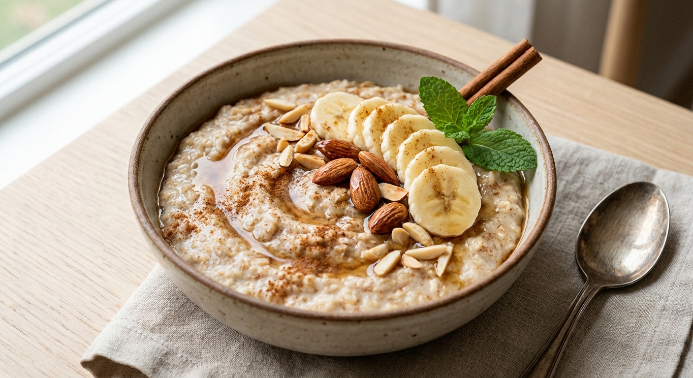 Cinnamon Oatmeal with Banana & Almonds