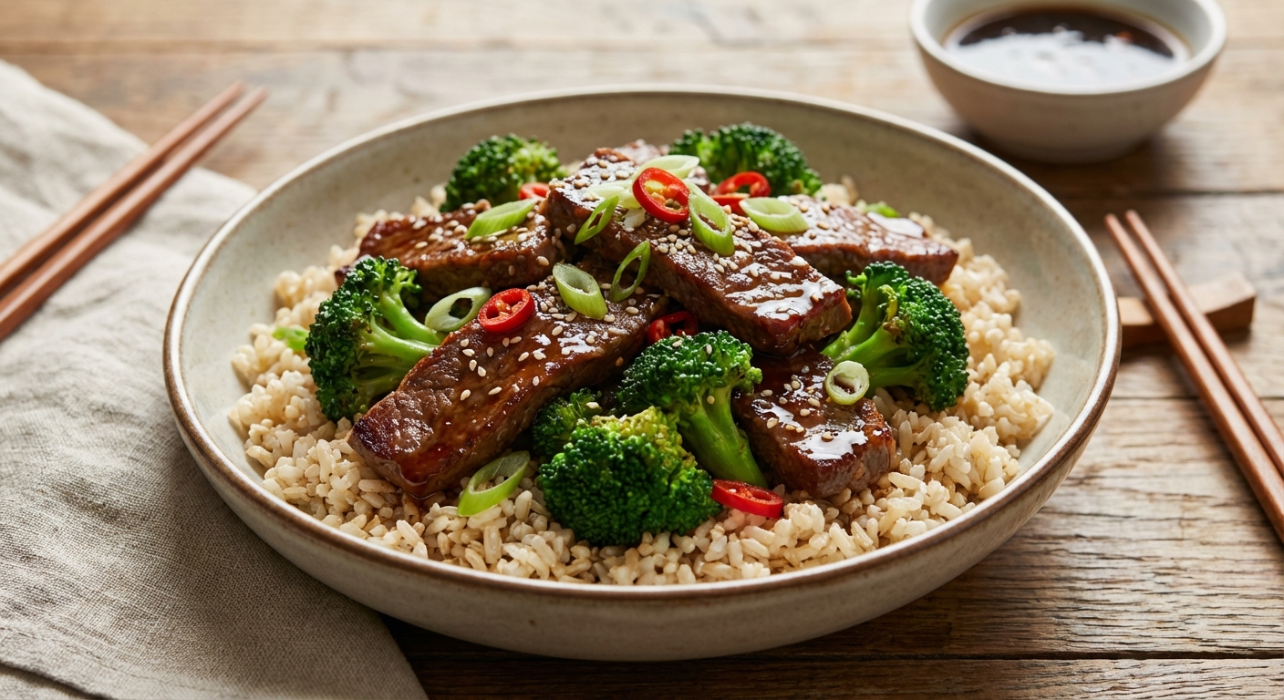 Beef & Broccoli Stir-Fry with Brown Rice