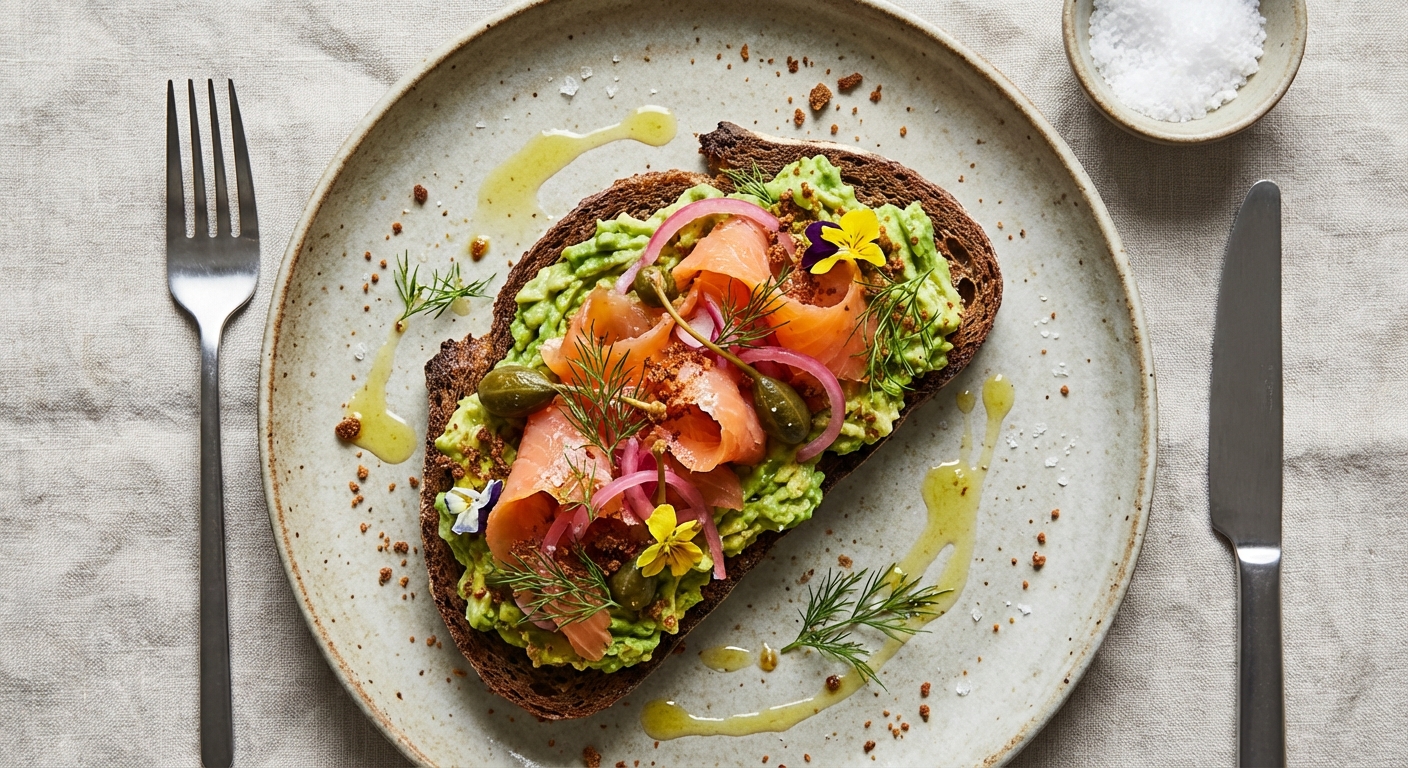 Avocado & Smoked Salmon on Whole-Grain Toast (New Nordic–Inspired)