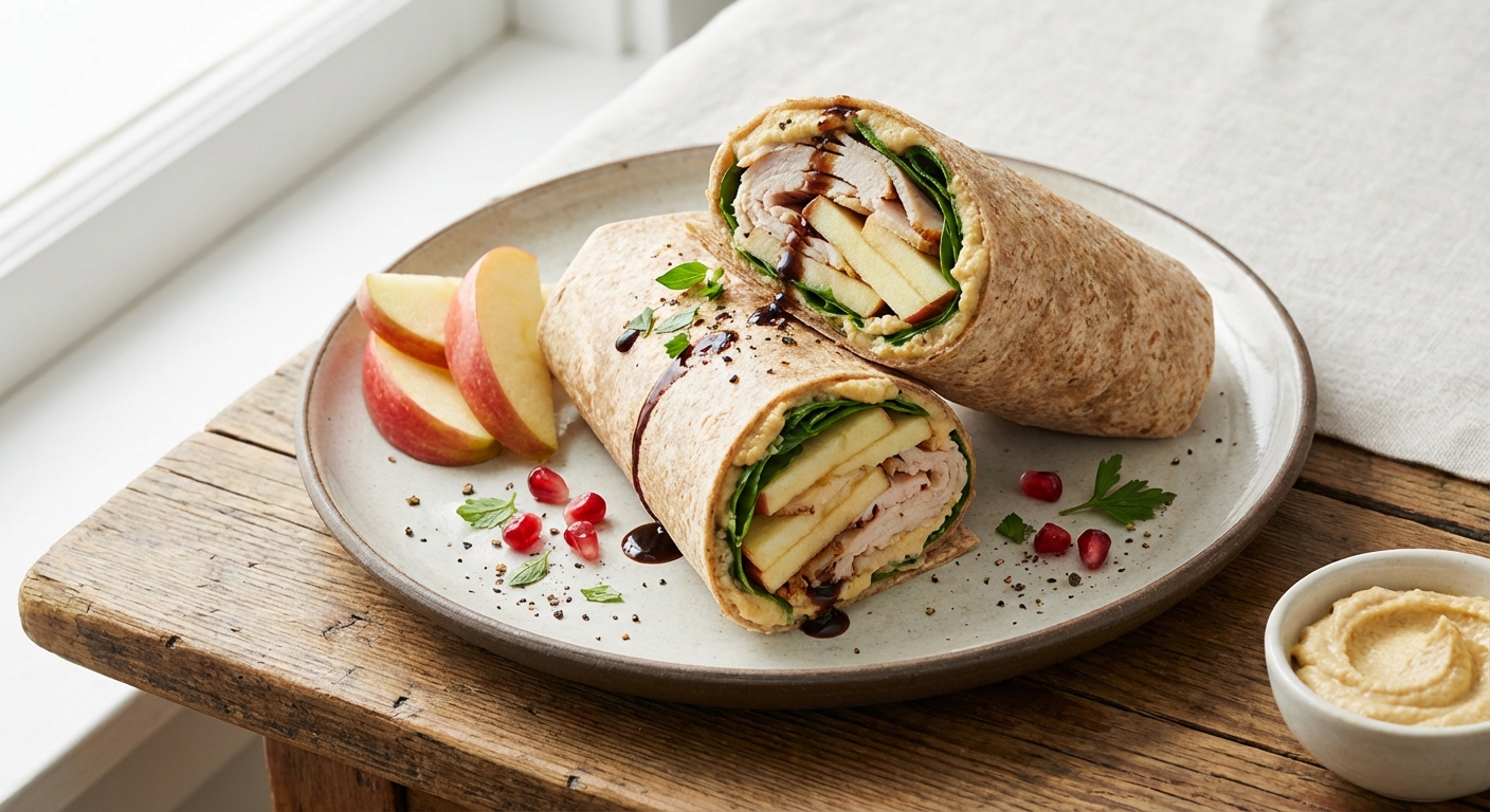 Turkey & Hummus Whole-Wheat Wrap with Apple