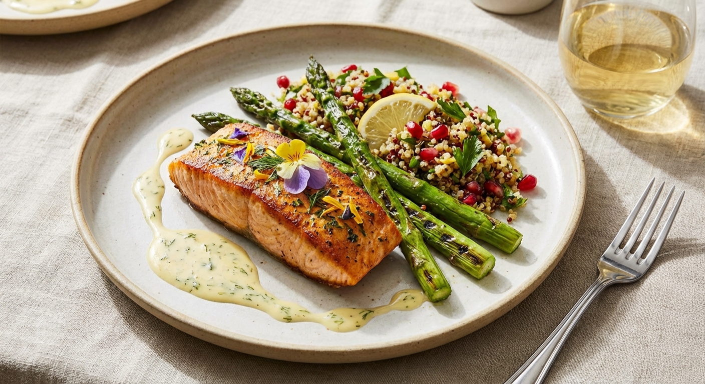 Salmon with Asparagus and Quinoa