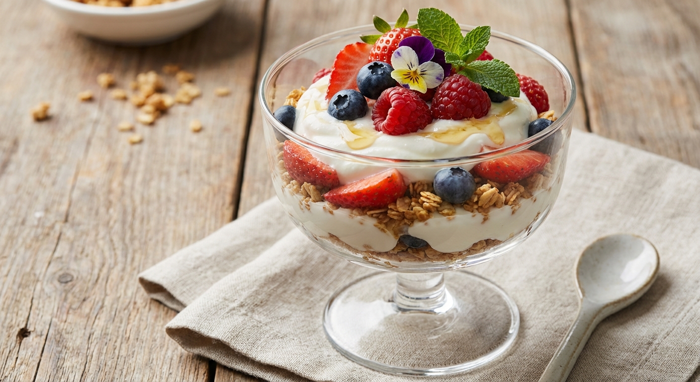 Greek Yogurt Parfait with Granola & Berries