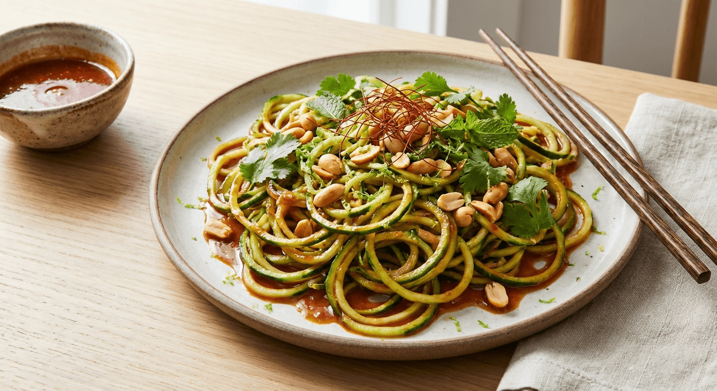 Cucumber Noodle Salad w/ Peanut Gochujang Sauce