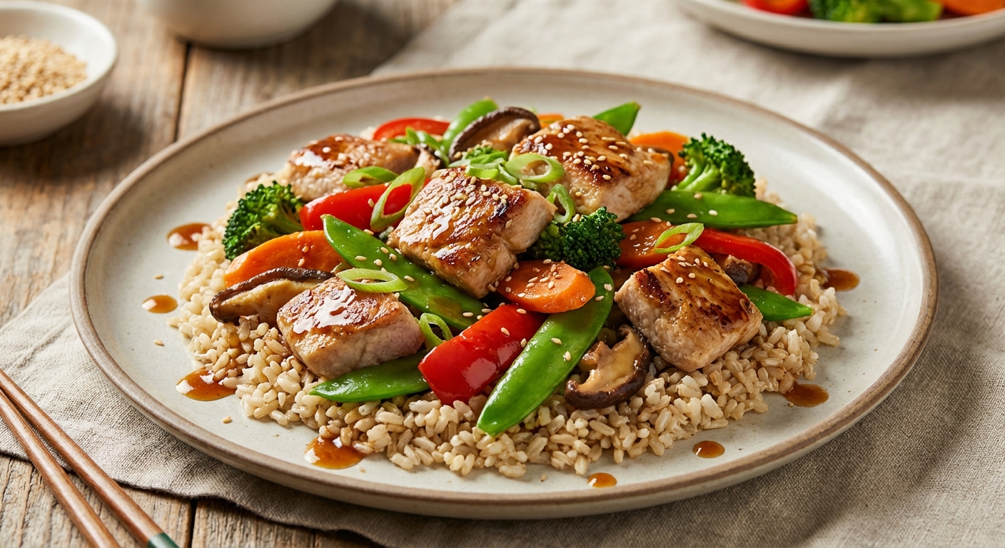 Turkey & Vegetable Stir-Fry with Brown Rice